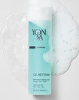Yon-Ka Paris Gel Nettoyant (200 ml) shown top view with gel and suds around bottle