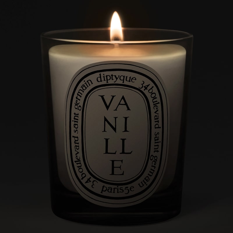Diptyque Vanille Candle - lit candle shown