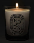 Diptyque Roses Candle - lit candle shown
