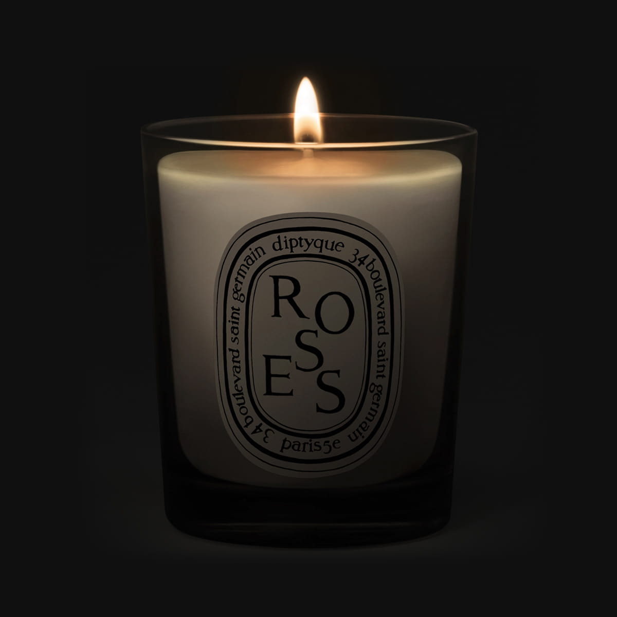 Diptyque Roses Candle (70 g) shown lit