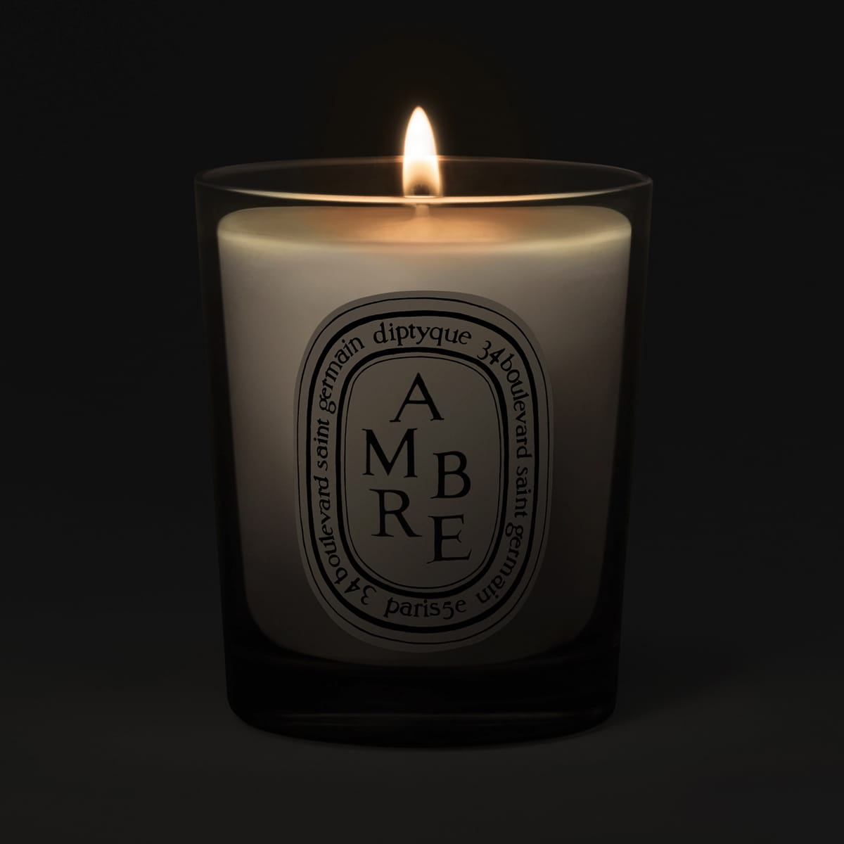 Diptyque Ambre (Amber) Candle (70 g) shown lit