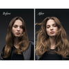 Model with long brown hair shown before and after use of Oribe Dry Texturizing Spray 