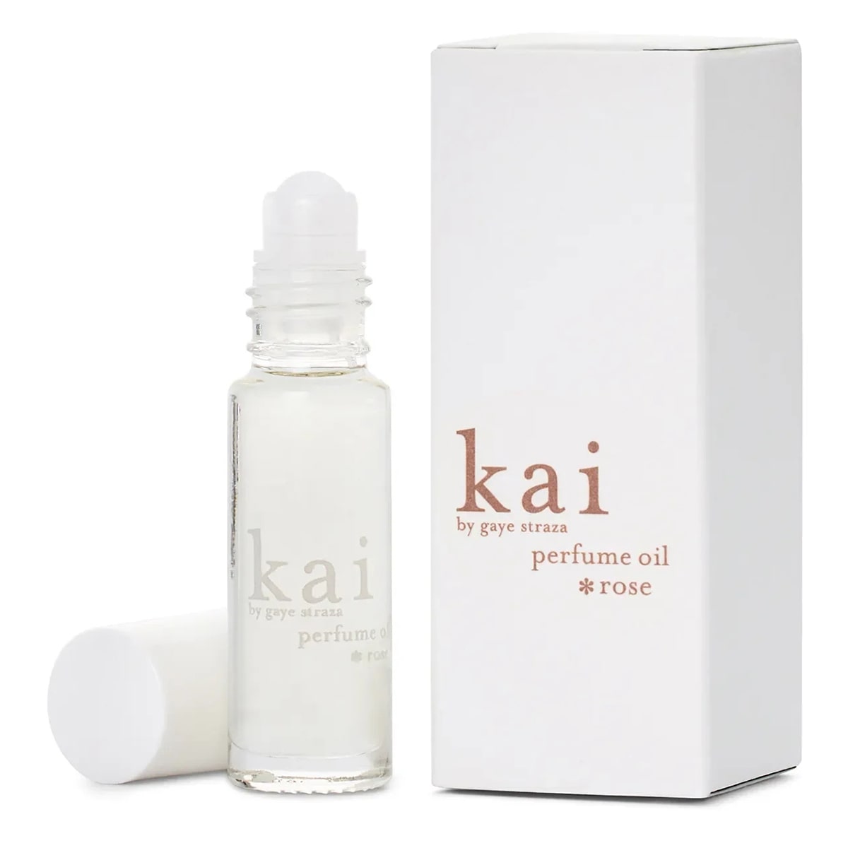 Kai Fragrance Rose Perfume Oil (1/8 oz) and packaging on a white background