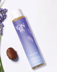 Top view of Yon-Ka Paris Phyto-Bain - Detox Lavender (100 ml) with lavender and nut in the background