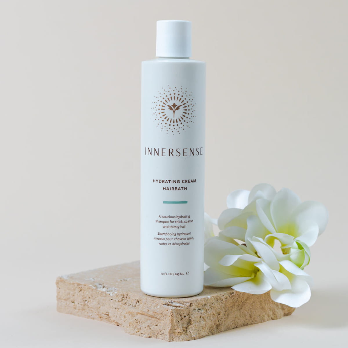 Innersense Organic Beauty Hydrating Cream Hairbath (10 oz) - product lifestyle shot. 