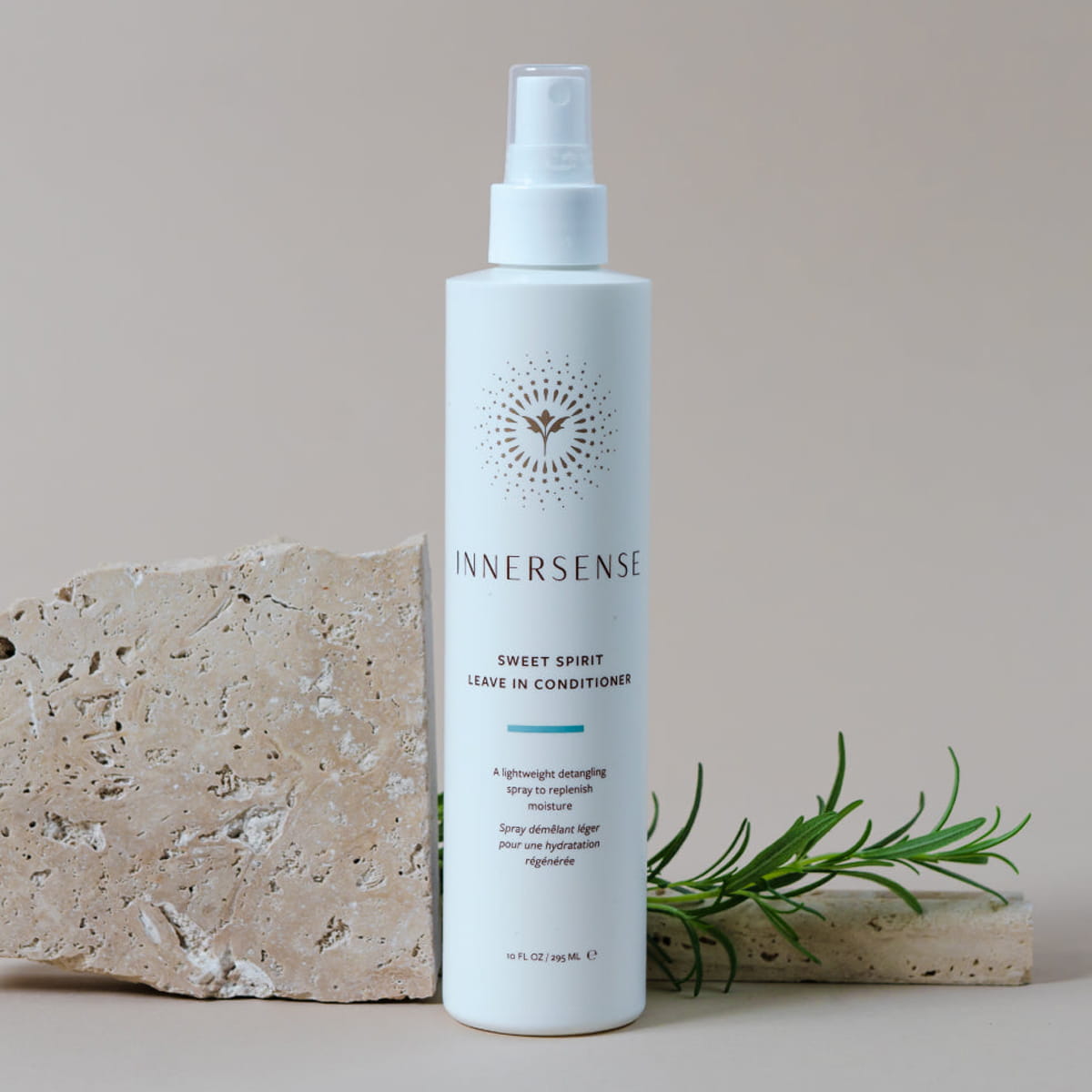 Innersense Organic Beauty Sweet Spirit Leave In Conditioner 10 oz - product shown on beige background. 