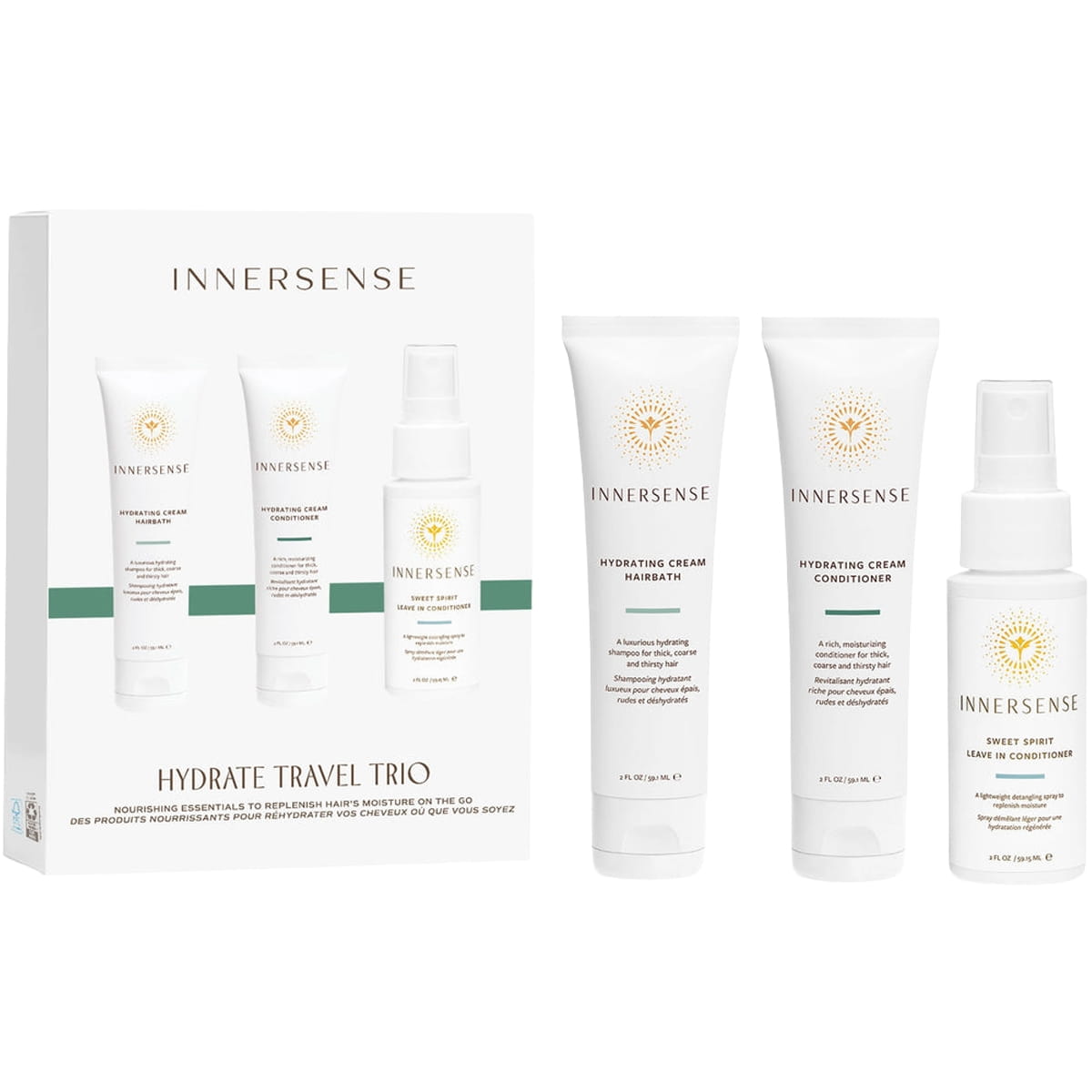 Innersense Organic Beauty Hydrate Travel Trio (3 x 2 oz) with box