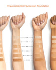 Suntegrity Skincare Impeccable Skin SPF 30 colors shown one forearms of models with various skin tones