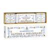 Santa Maria Novella Pomegranate Soap Box (3 pcs) 3 bar soaps shown wrapped inside opened box