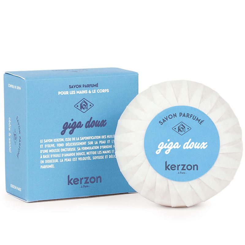 Kerzon Scented Body Soap - Giga Doux (Giga Soft) - soap bar shown next to box