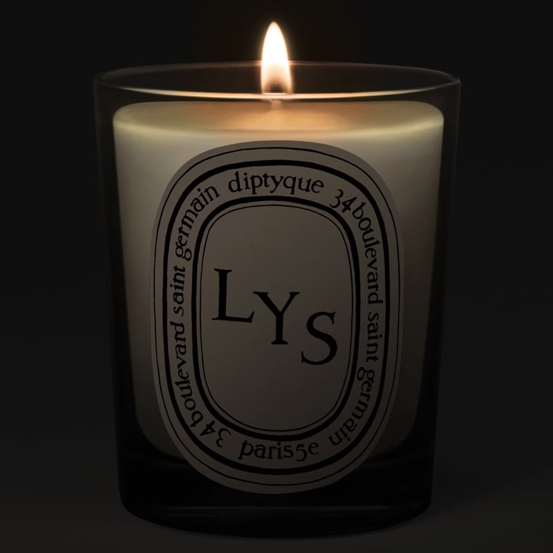  Diptyque Lys Candle - lit candle shown