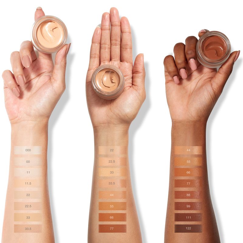 RMS Beauty "Un" Cover-Up Cream Foundation, colors on 3 different skin tone arms