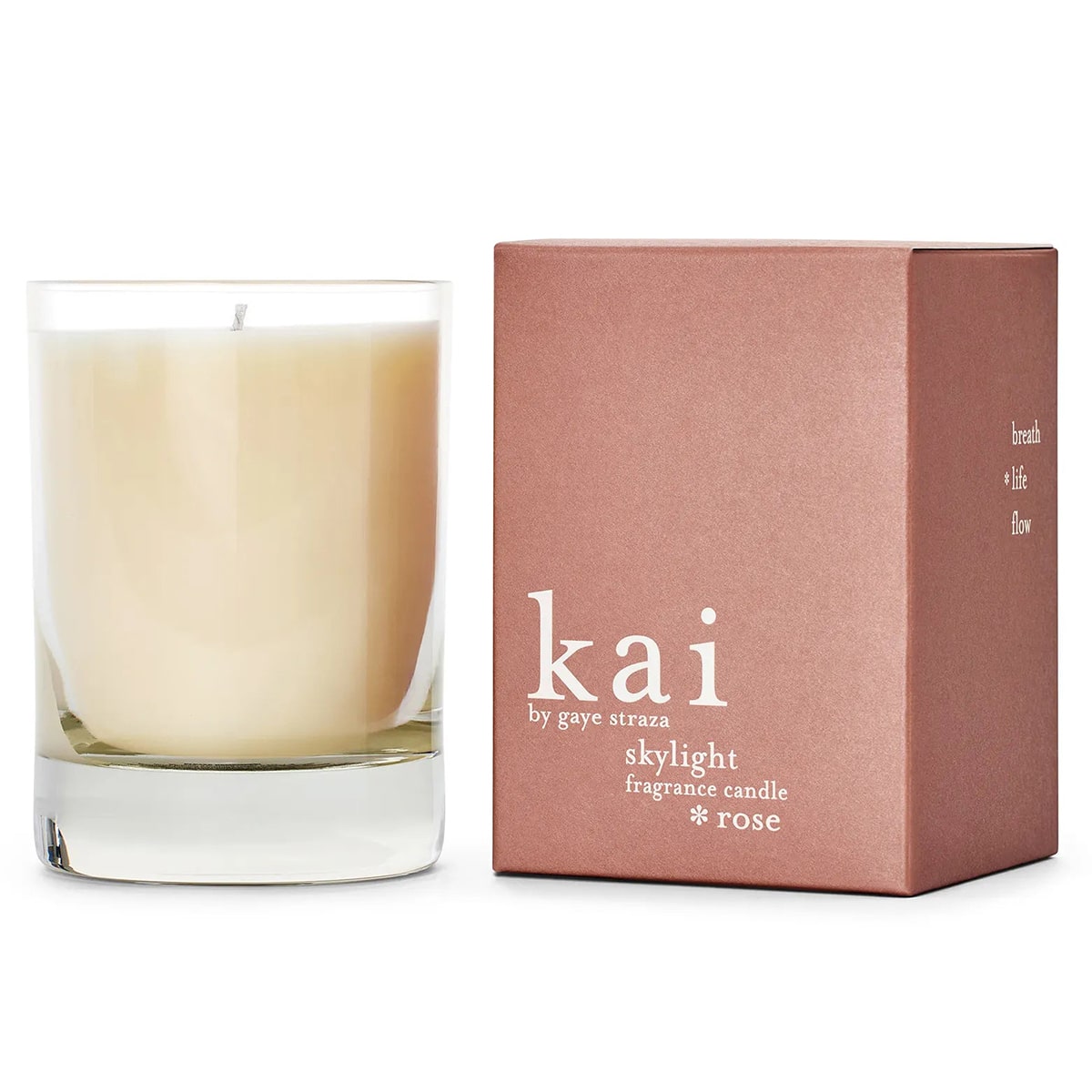 Kai Fragrance Rose Skylight Candle (10 oz) shown with packaging
