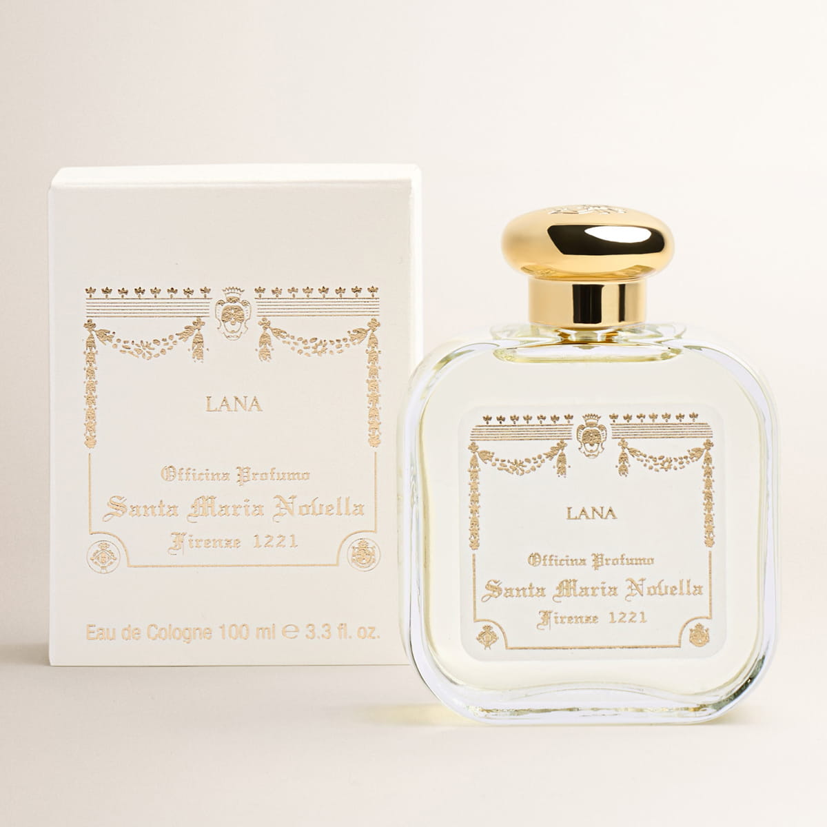 Santa Maria Novella Lana Eau De Cologne (100 ml) - product shown next to packaging.