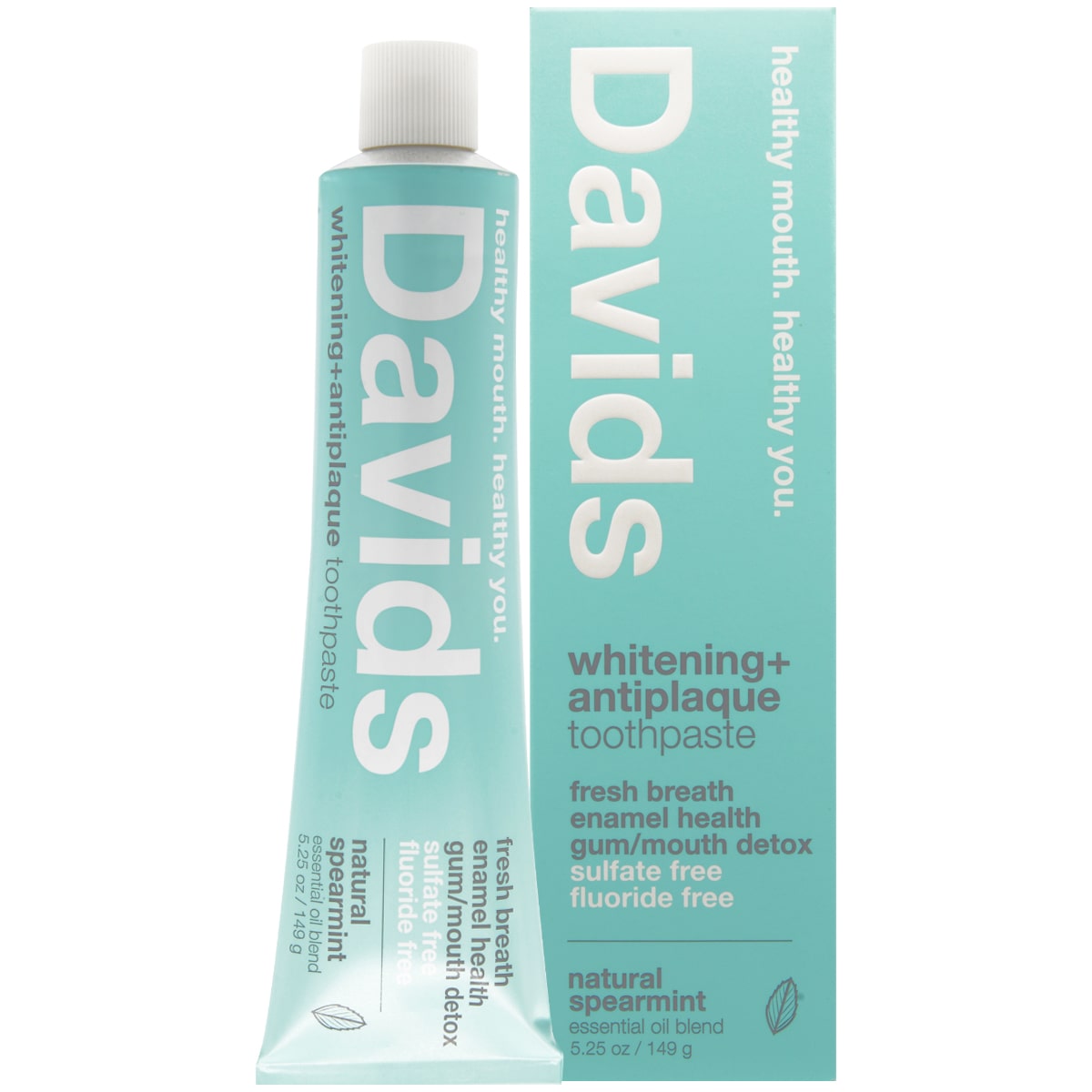 Davids Premium Natural Toothpaste - Spearmint (5.25 oz) with box and tube wringer