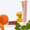 Davids Premium Natural Toothpaste - Herbal Citrus Peppermint (5.25 oz) with box and tube wringer - product shown with flavor ingredients