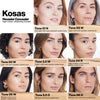 Kosas Cosmetics Revealer Concealer Super Creamy + Brightening Color Chart with colors on model faces