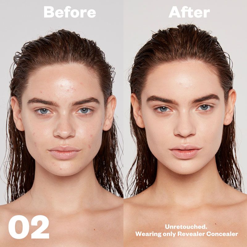 Kosas Cosmetics Revealer Concealer Super Creamy + Brightening (Tone 02) before/after on face