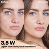 Kosas Cosmetics Revealer Concealer Super Creamy + Brightening (Tone 3.5 W) before/after on face