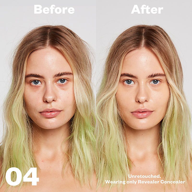 Kosas Cosmetics Revealer Concealer Super Creamy + Brightening (Tone 04) before/after on face