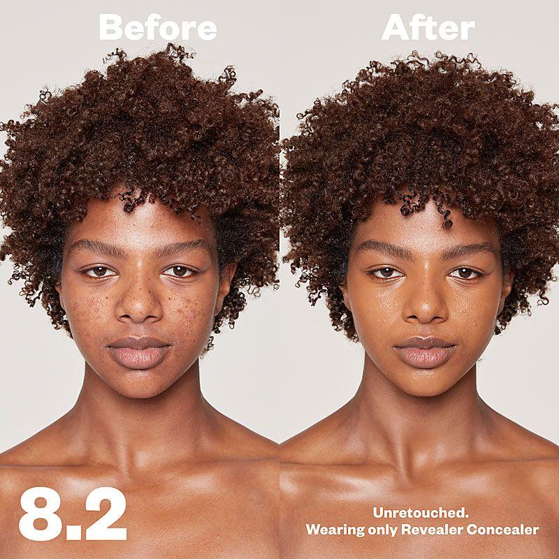 Kosas Cosmetics Revealer Concealer Super Creamy + Brightening (Tone 8.2) before/after on face