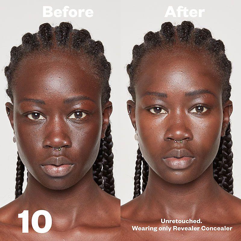 Kosas Cosmetics Revealer Concealer Super Creamy + Brightening (Tone 10) before/after on face