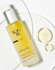 Yon-Ka Paris Alpha Peel (30 ml) shown top view with product swatch shown next to bottle to show color and texture