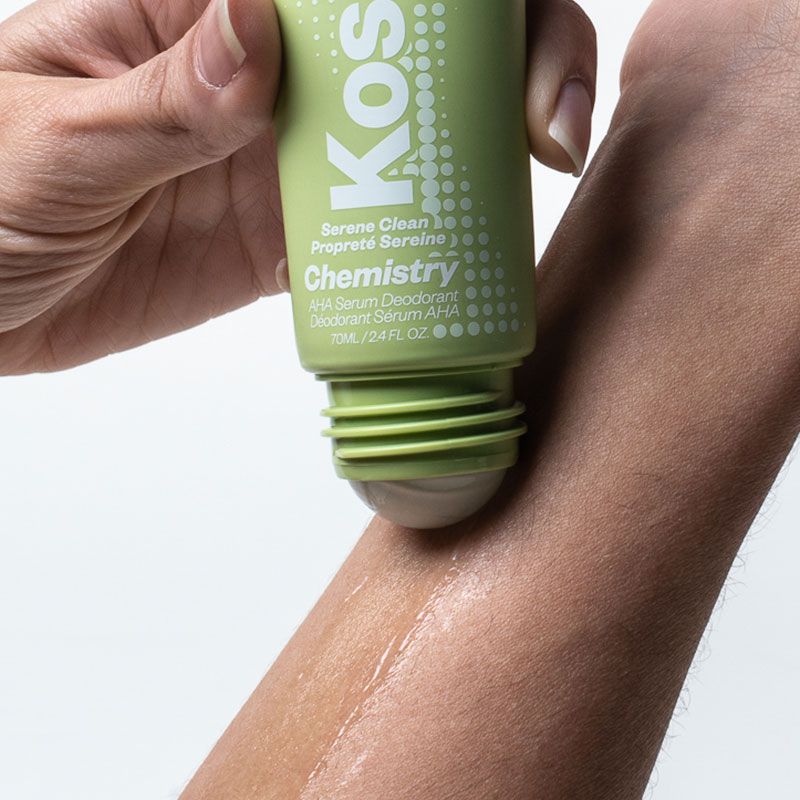 Kosas Cosmetics Kosasport Chemistry Deodorant – Serene Clean - Model shown applying product to arm