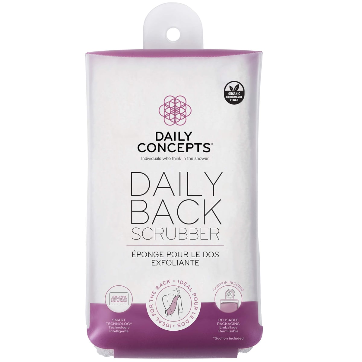 Daily Concepts Daily Back Scrubber with packaging (1 pc) - product shown in packaging. 