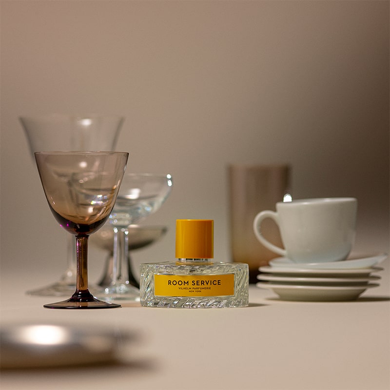 Vilhelm Parfumerie Room Service Eau de Parfum - product shown next to glasses and cups