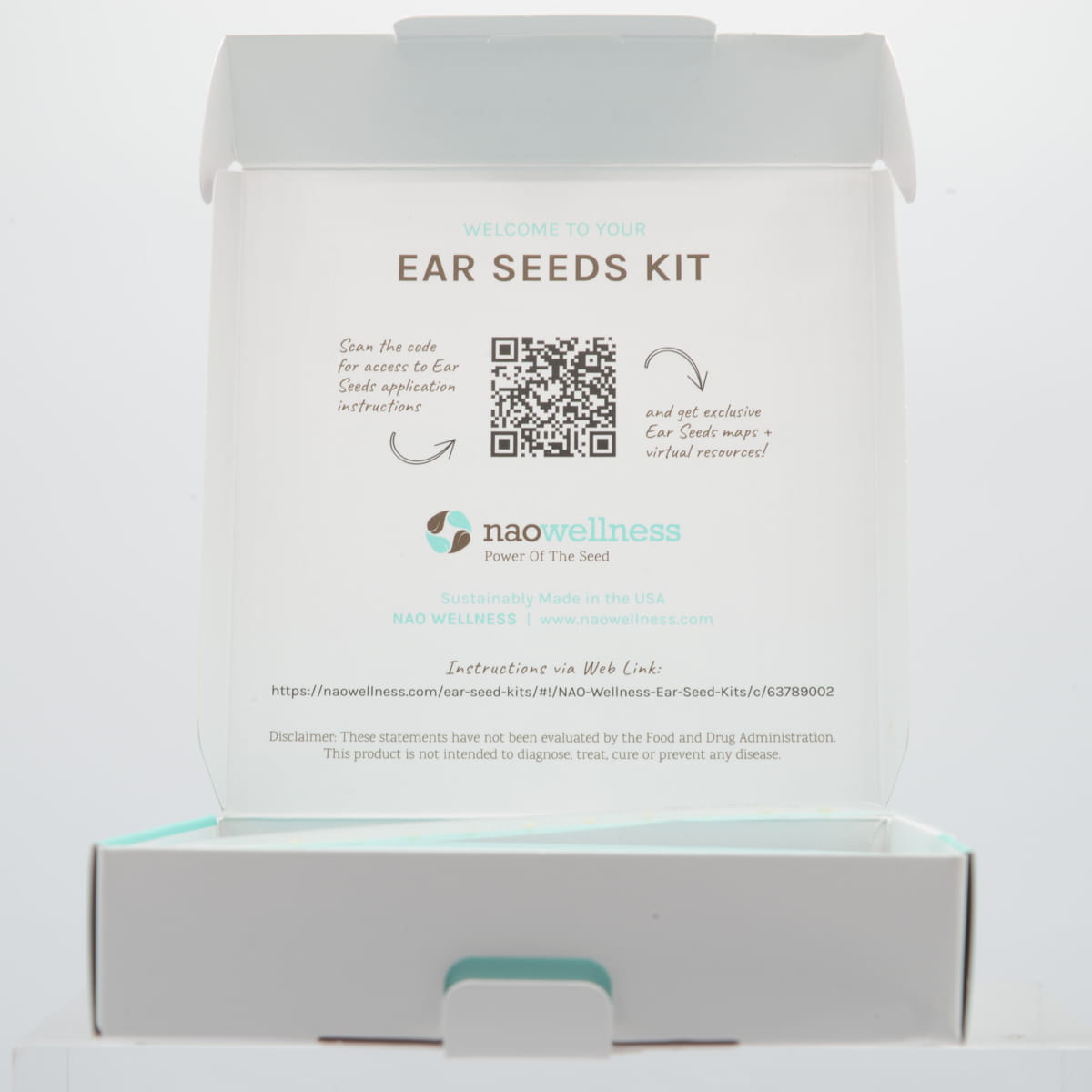 NAO Wellness 24K Gold 20-pc Ear Seed Kit (20 pcs) - products inside of packaging shown. 