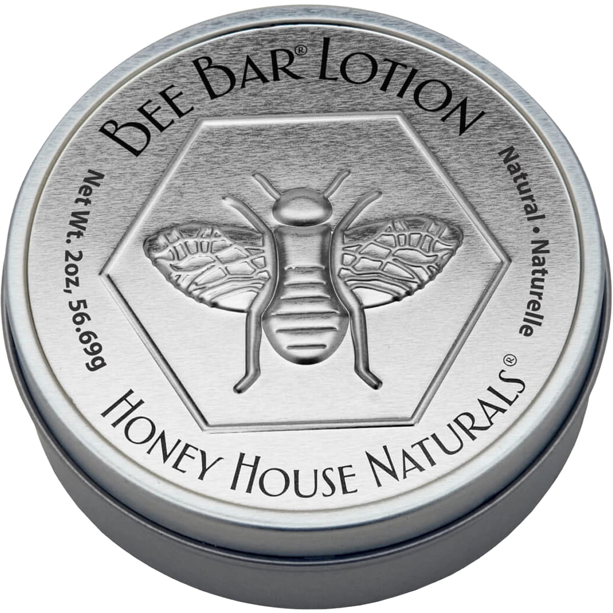 Honey House Naturals Large Bee Bar Lotion - Natural (2 oz) tin shown closed