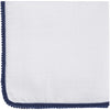 Malabar Baby Luxe Silky Soft Bamboo Cotton Swaddle – Navy Pom Pom Trim (1 pc) shown folded