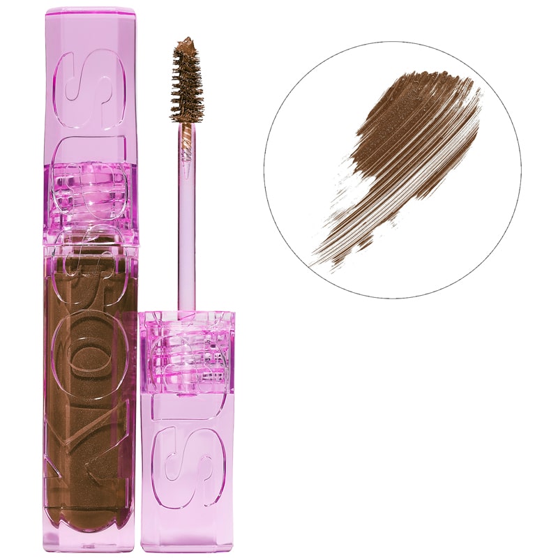 Kosas Cosmetics Air Brow Fluff &amp; Hold Treatment Gel (Medium Chocolate Brown, 3.7 g) with color smear