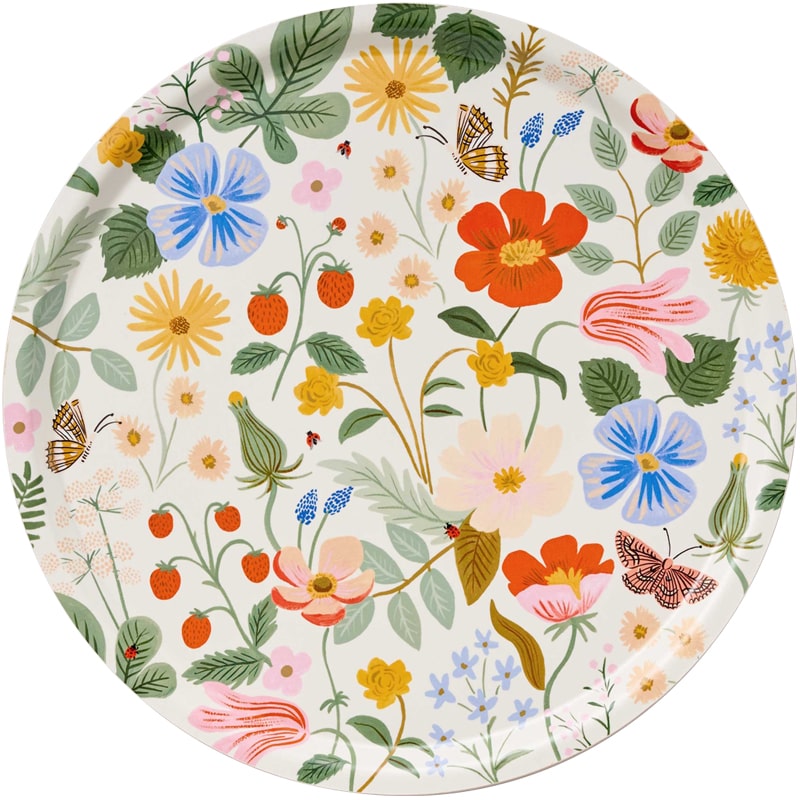 Rifle Paper Co Strawberry Field Plywood Round Tray (1 pc)