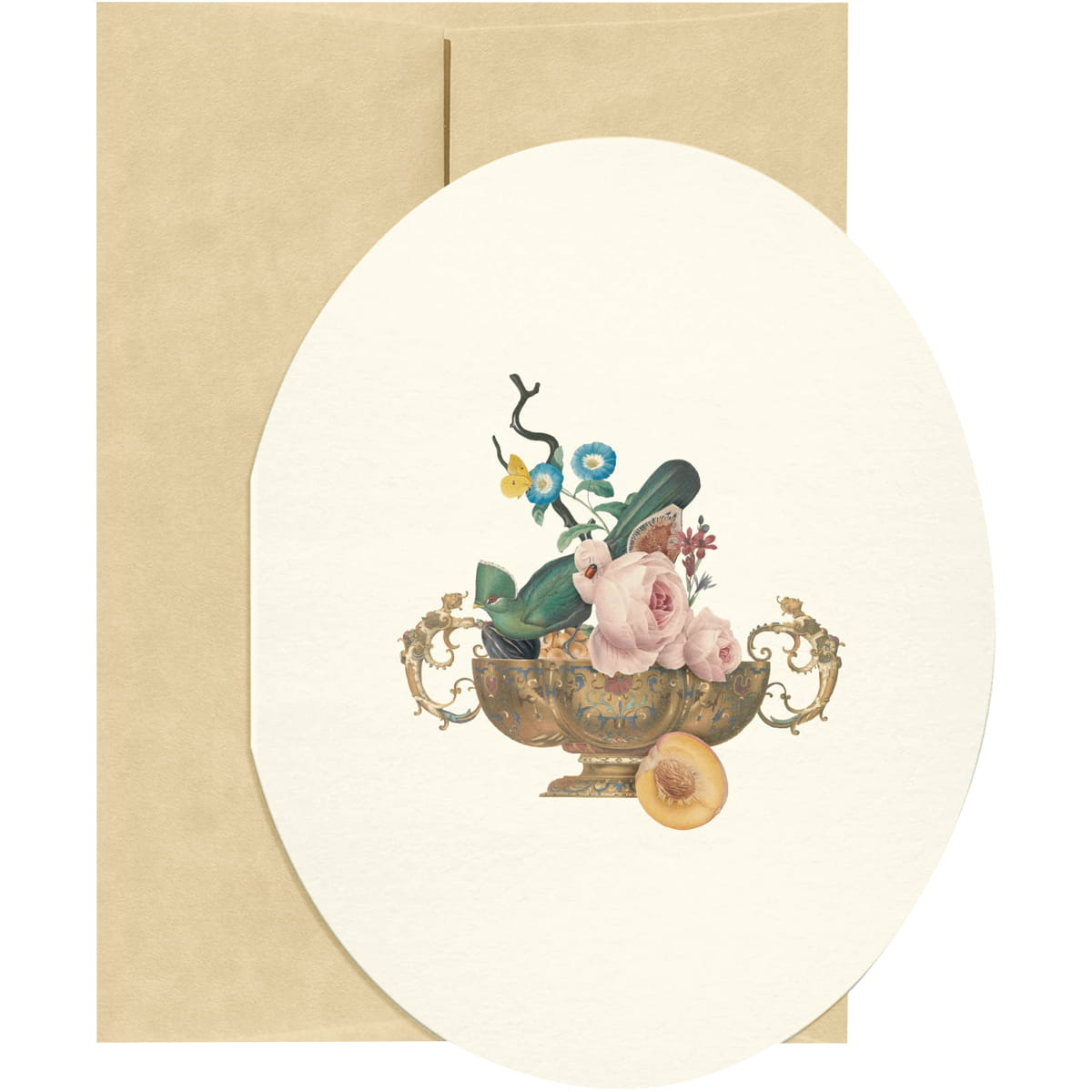 Open Sea Gold Vanitas Oval Greeting Card (1 pc) with envelope
