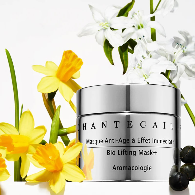 Chantecaille Bio Lifting Mask+ 50 ml - lifestyle photo of product with plants