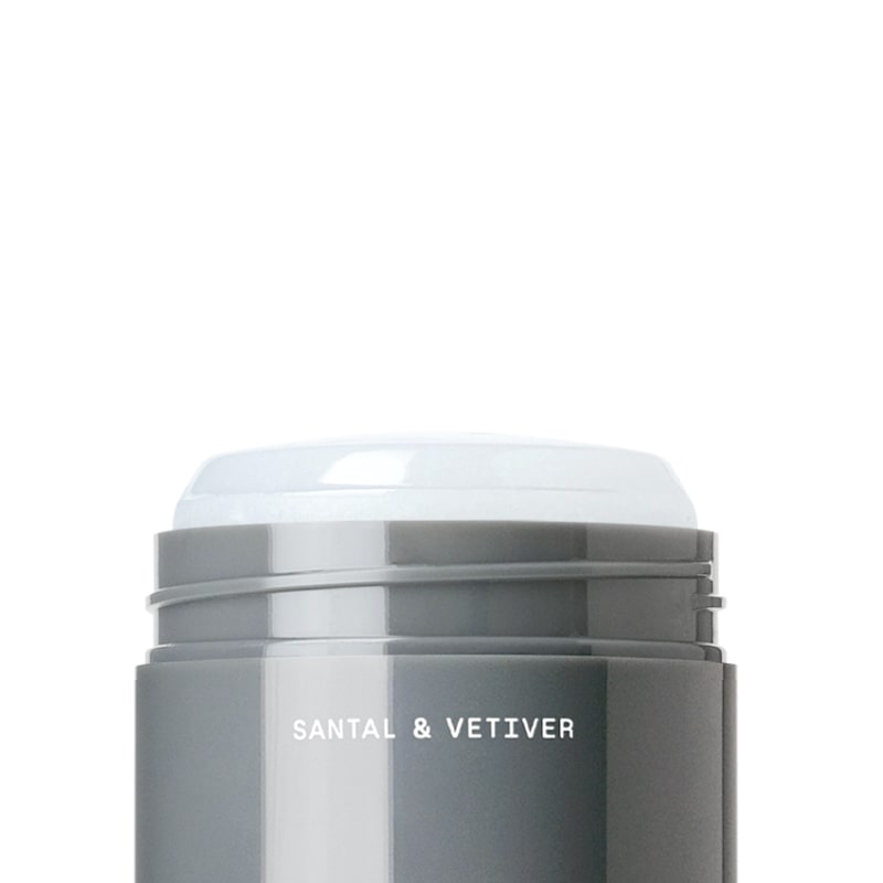 Close up of Salt & Stone Santal & Vetiver Natural Deodorant Gel (2.6 oz) with cap off to show tip of deodorant