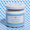 Confiture Parisienne Cassis Jasmin (100 g) against a patterned background