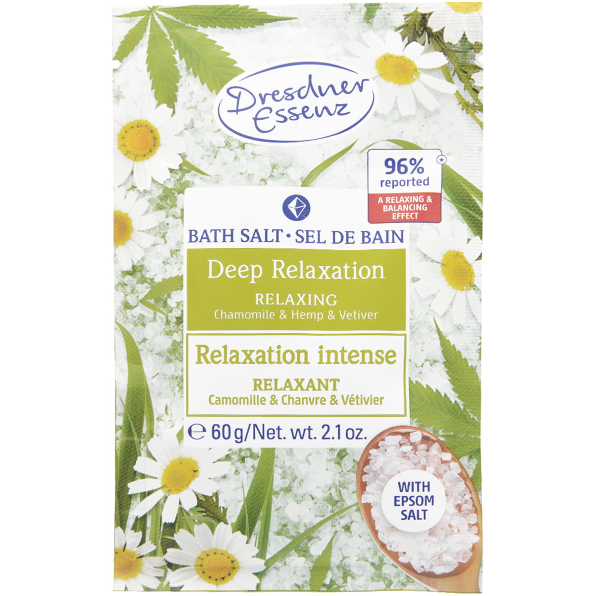 Dresdner Essenz Deep Relaxation Bath Salt - Chamomile, Hemp &amp; Vetiver (60 g)