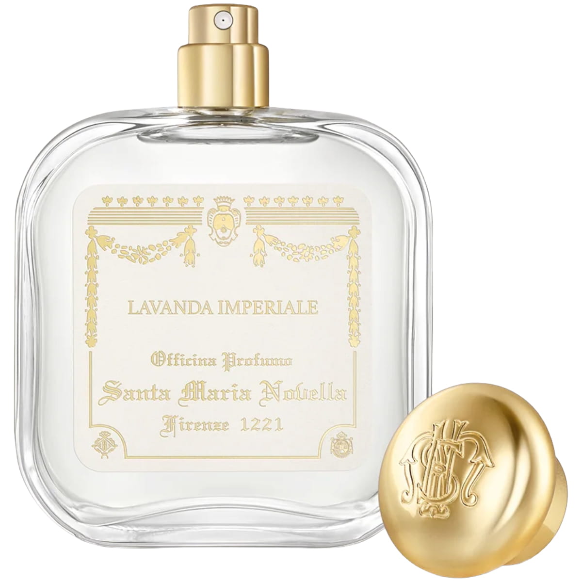 Santa Maria Novella Lavanda Imperiale Eau De Cologne (100 ml) - product shown with lid off.