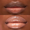 Kosas Cosmetics Wet Lip Oil Gloss - Exposed shown on model with medium skin tone with and without the gloss