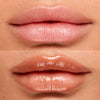 Kosas Cosmetics Wet Lip Oil Gloss - Bare shown on model with medium skin tone with and without the gloss
