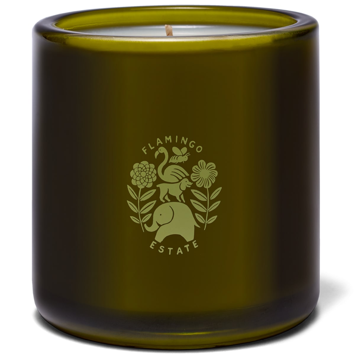 Flamingo Estate Jasmine & Damask Rose Candle (226 g) - products back shown.