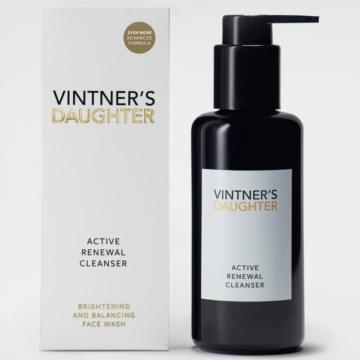 Vintner's Daughter Active Renewal Cleanser (115 ml) - product shown next to packaging. 