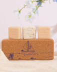 LES PANACEES Cork Travel Box for 3 Solid Bath Products - Sailboat  - Product displayed on top of box