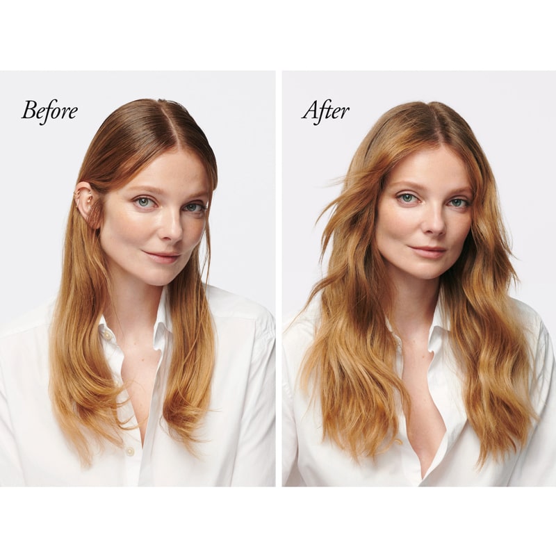 Oribe Serene Scalp Oil Control Dry Shampoo - Before and after shot of model