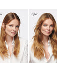 Oribe Serene Scalp Oil Control Dry Shampoo - Before and after shot of model