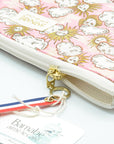 Barnabe Aime Le Cafe Liberty Quilted Beauty Case – Pink Sun - Closeup of product zipper