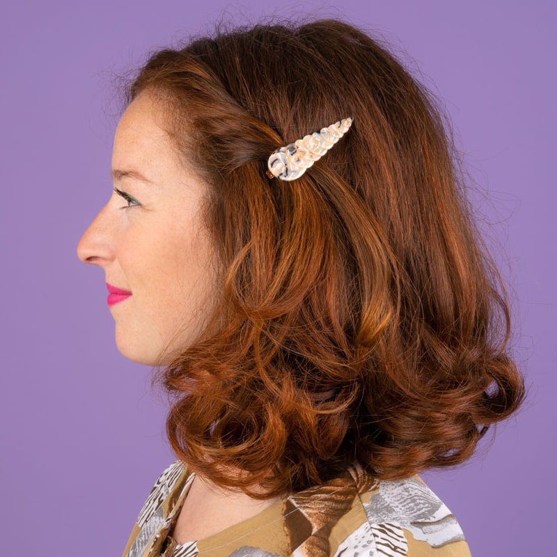 Coucou Suzette Seashell Hair Clip - Product shown in models hair